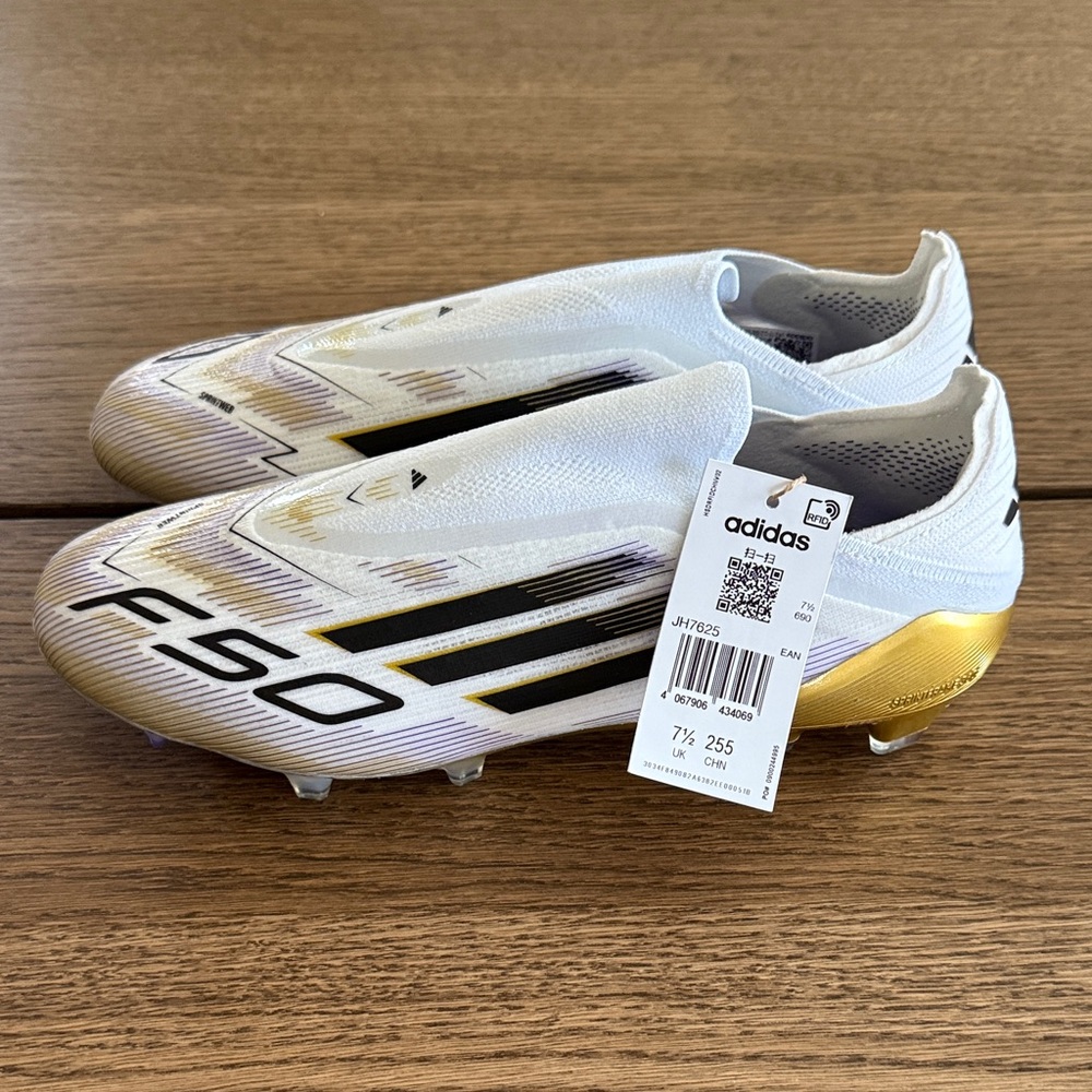 Adidas F50 Soccer Cleats - White and Gold with Black Accents
